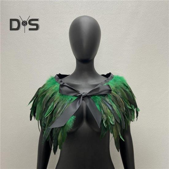Женская шаль в готическом стиле, перьевая накидка, шарф, наплечная шаль, карнавальный костюм, винтажная шаль ручной работы с регулируемым атласным галстуком