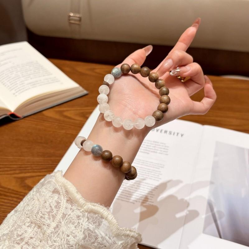 Fuji Snow Natural Agarwood Beaded Bracelet New Chinese Style Hand Jewelry Men Women