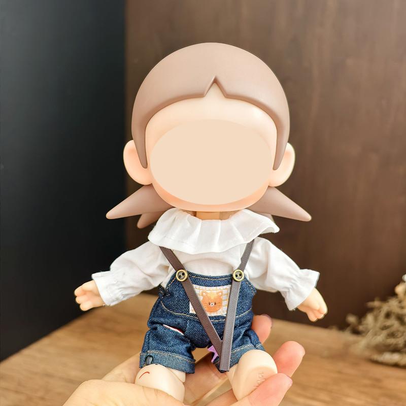 [Только одежда] Привлекательный костюм для кук, BJD кукла, Милая сестра-гакурэ, Белая кружевная рубашка, Штаны на подтяжках с маленьким мишкой