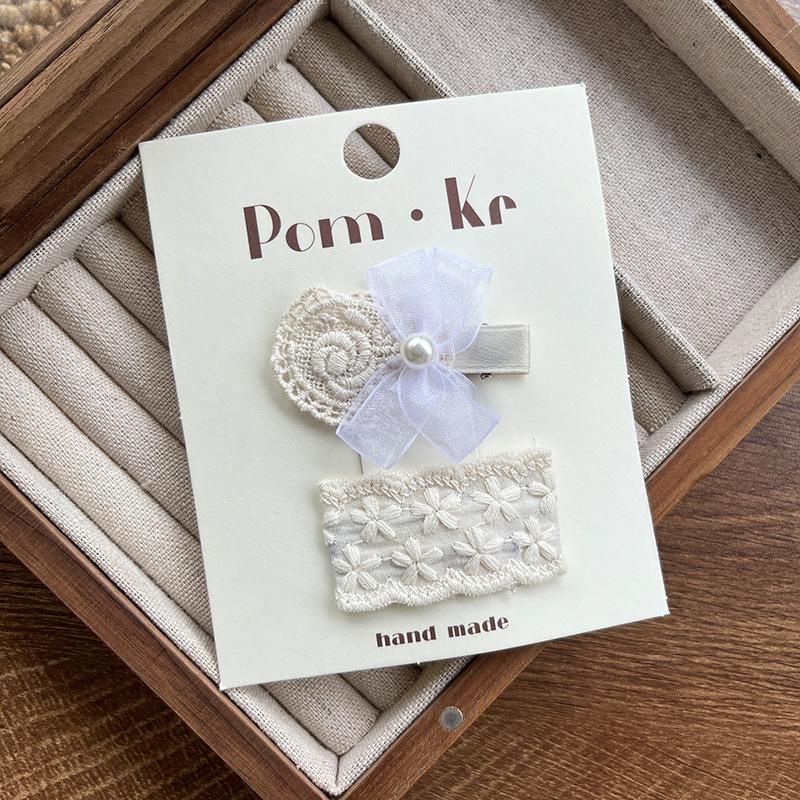 Детские милые кружевные заколки для волос, милые заколки для волос с бантиками, детские жемчужные вышитые цветы, боковая заколка, челка, сломанные заколки для волос