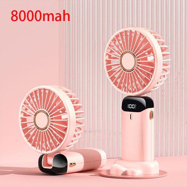 5000/8000mAh Portable Fan with Smart LED Digital Display 5 Speed Adjustable USB Rechargeable Mini Handheld Neck Fan
