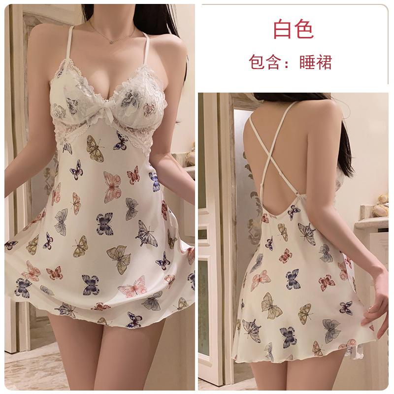 Women's Silky Deep V Push Up Padded Sleep Dress Lounge Set