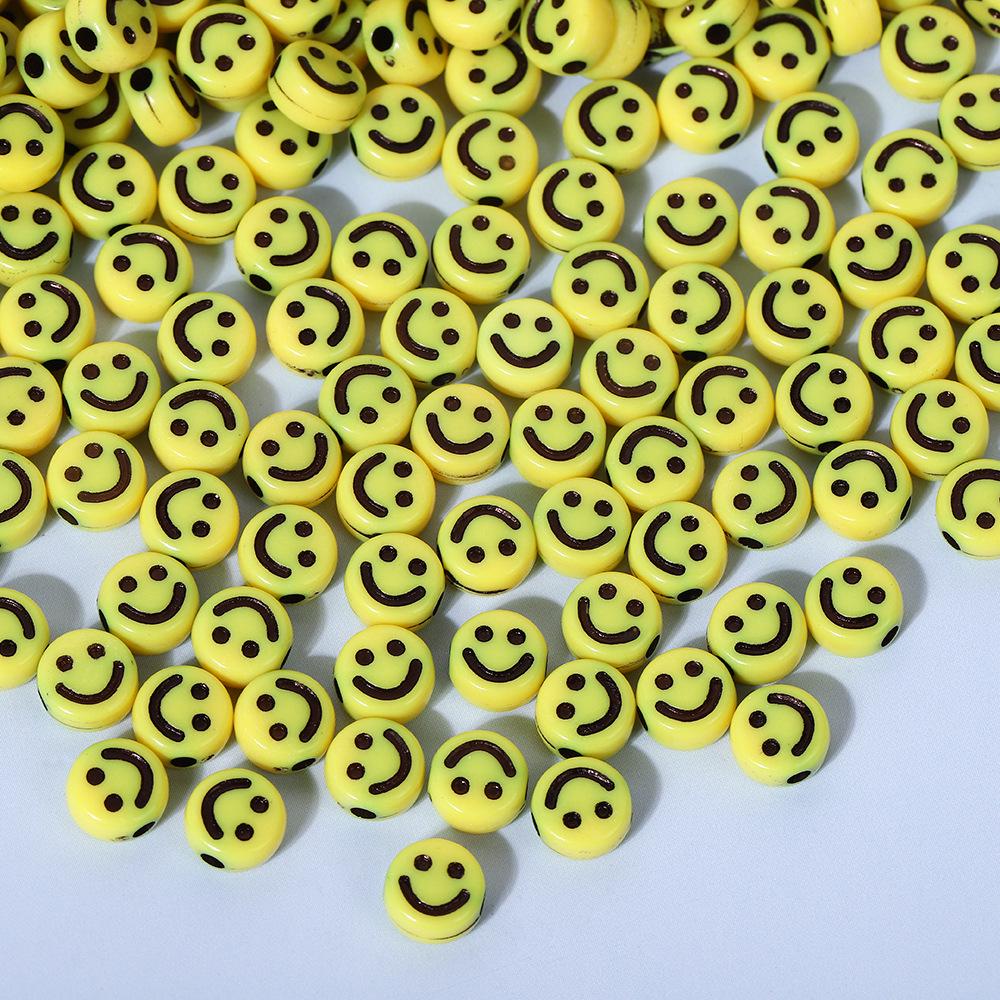 Акриловые бусины «Смайлик» для изготовления украшений своими руками - Круглые, цветные бусины для детских браслетов и ожерелий