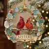 Christmas Hanging Ornaments Sea Glass Family Ornament, Mother Daughter Sisters Acrylic Decoration, Home Is Plastic Tree Decor Where Mom Heartfelt