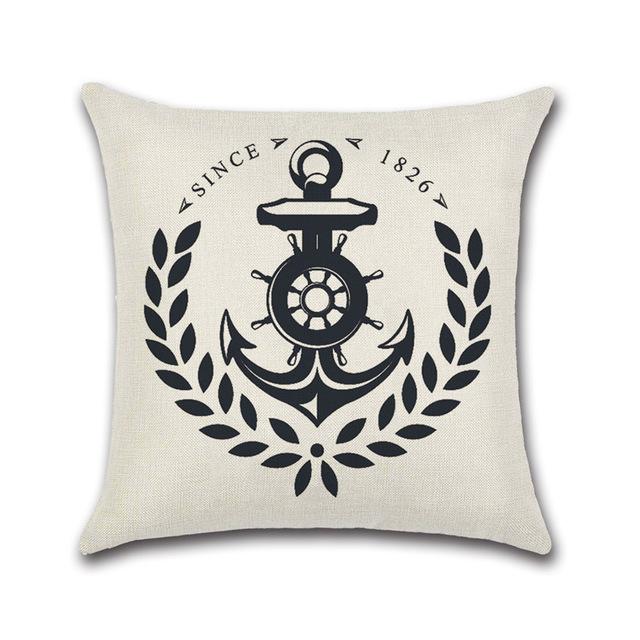 Anchor Series Cushion Cover Sea Style Ship Anchor Cotton Linen Pillow Case Boat Decorative Pillowcase Funda De Almohada Zt126