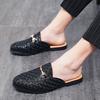 Fashion Mens Shoes Italian Men Half Slipper Leather Loafers Moccasins Outdoor Non-slip Black Casual Slides Summer Fashion Shoes Business