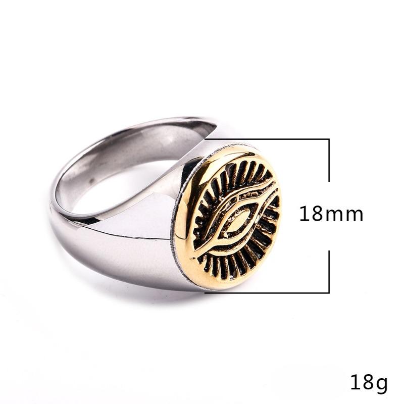 Fashion Retro Devil's Eye Men's Stainless Steel Ring Vintage Personalised Titanium Jewellery Accessories Two Colours Splicing Design Boy Finger Ring