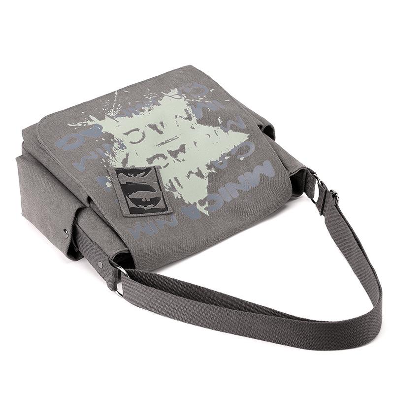 Мужская холщовая сумка, повседневная, носимая, с принтом, сумка через плечо, большая вместимость