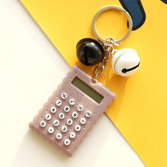 Мини-портативный калькулятор, колокольчик, декор, брелок, мультяшная форма Buscuit, 8 цифр, разборчивый ЖК-дисплей, прочные клавиши, механический переключатель с батарейным питанием