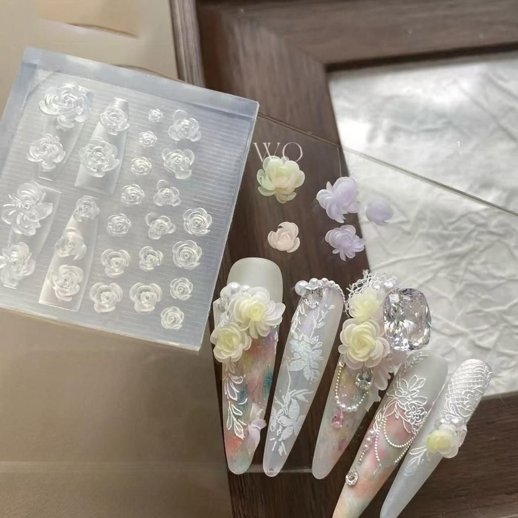 Multipurpose Nail Art Silicone Mould for 3D Designs Butterfly Flower Rose Patterns Portable for Acrylic Craft Supplies