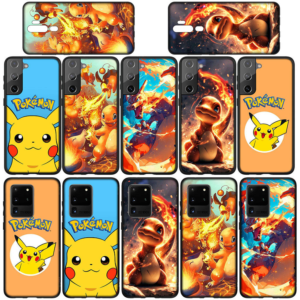 Чехол для телефона Samsung Galaxy S23 S24 iPhone 16 15 14 Xiaomi Redmi Note 13 12 11 Plus 10 Pro Max OPPO Huawei Anime Pikachu Pokemon GO Charmander Cover