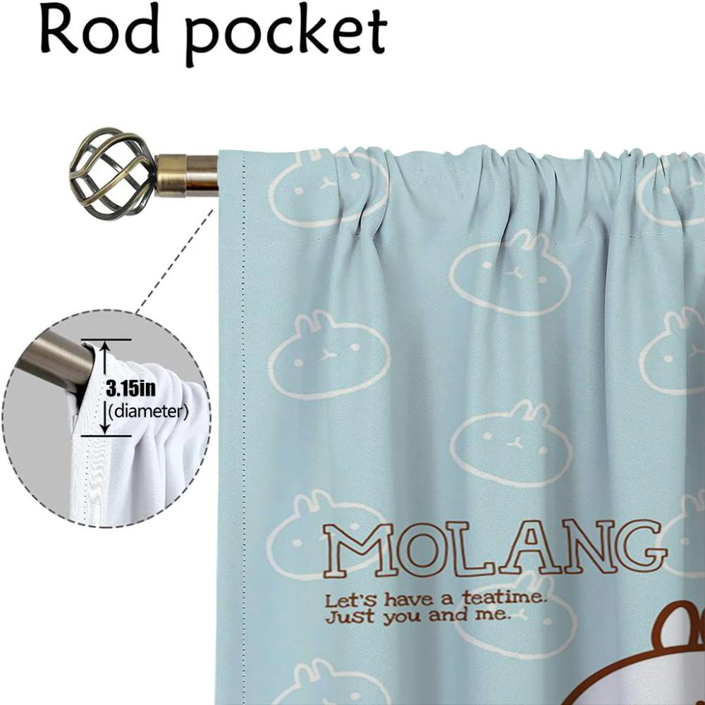 Kitchen Curtains 2 Pieces Molang Curtains for Living Room Curtain Shades Partition Halloween Decoration Tulle for Bedroom Camera