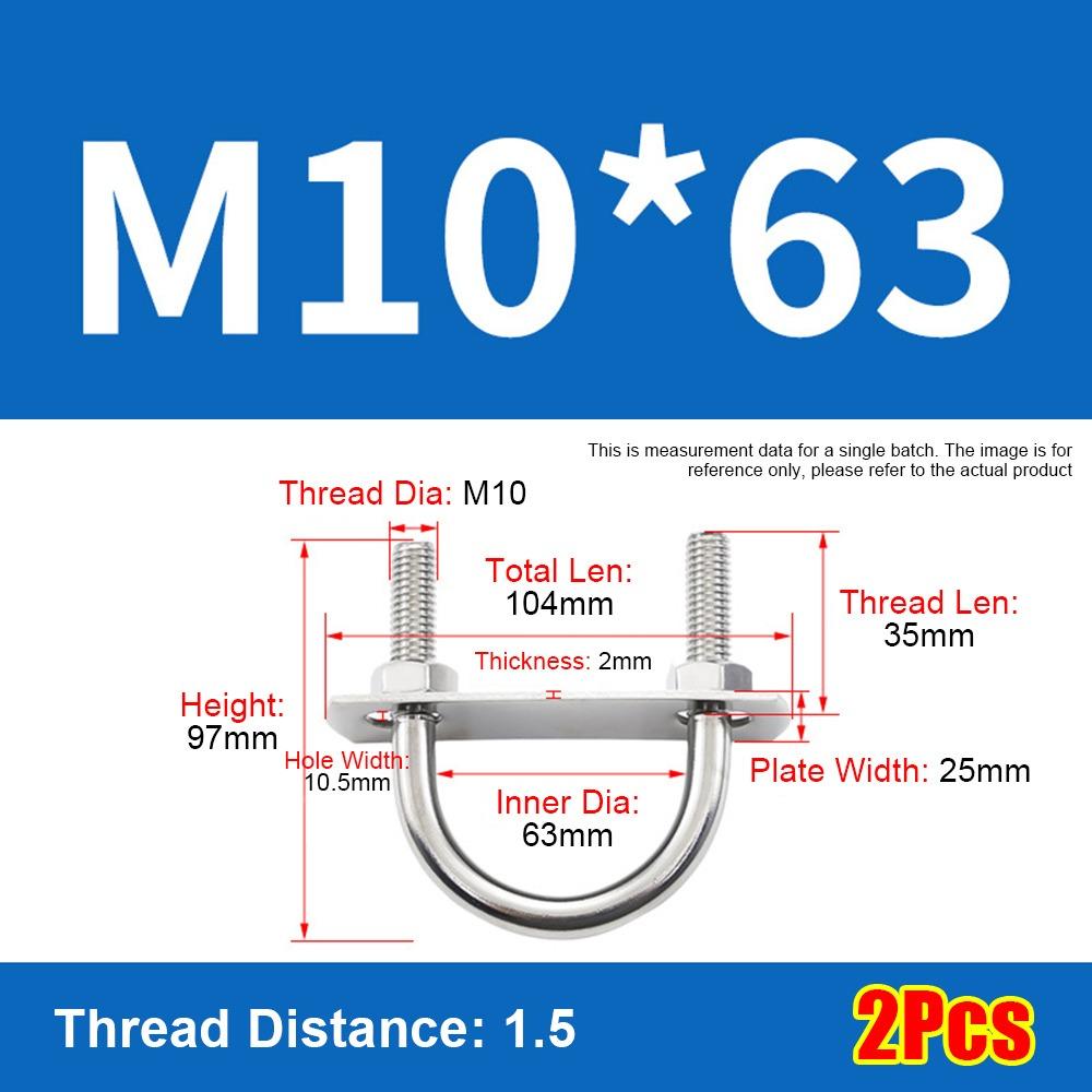 1Set Screws Pipe U-clamp With Baffle Round Bolt New M10 Round Tube Clamp for Round Tube