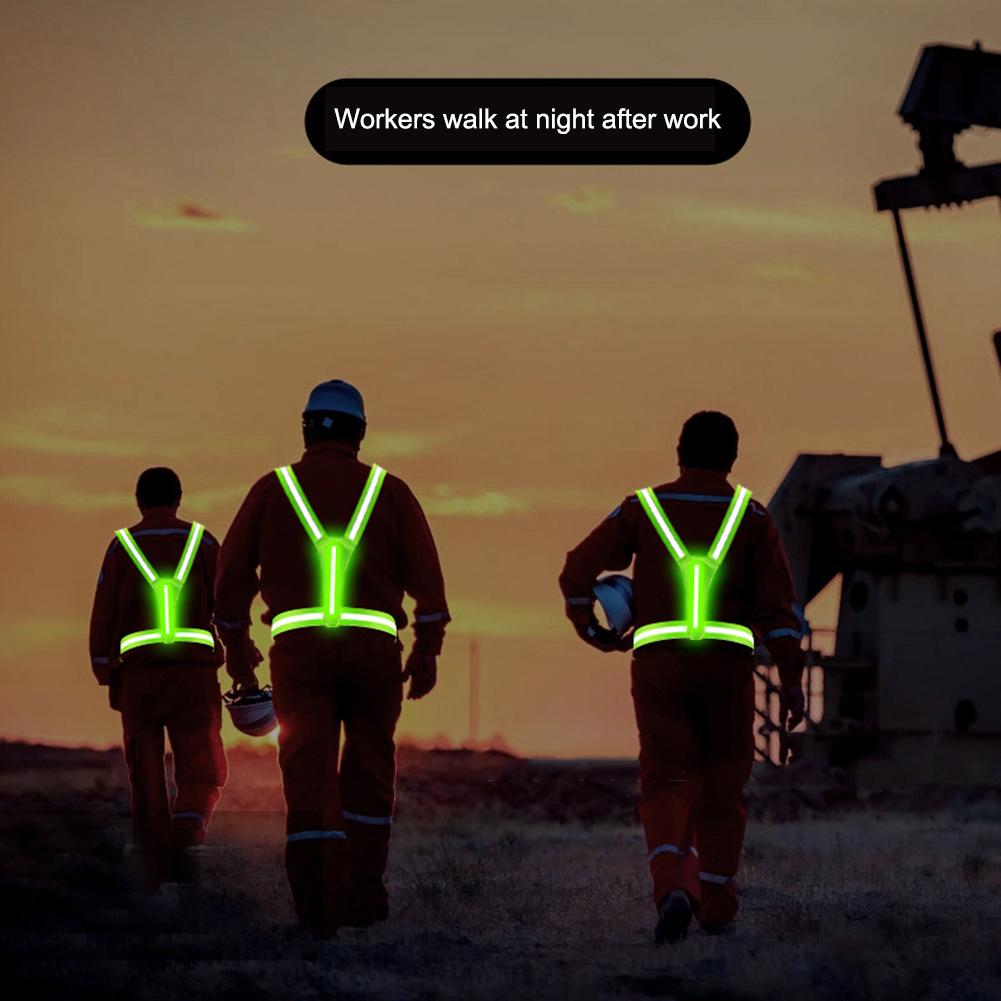 Светодиодный светоотражающий жилет, светящийся жилет для бега, регулируемый эластичный жилет-куртка, жилет для ночного предупреждения, рабочий, для рыбалки, спортивный жилет для езды на велосипеде