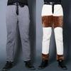 Men's Korean Style Slim Fit Motorcycle Leather Pants - Fleece-Lined, Skinny, Elastic, Spring/Autumn Trend