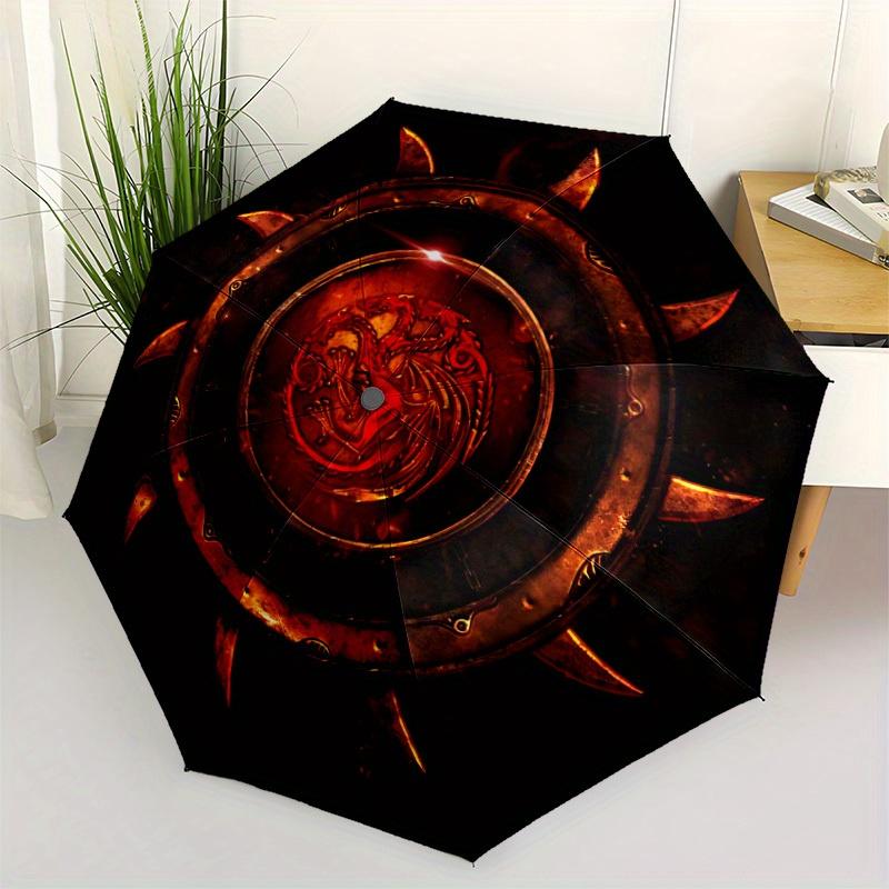 1pc Game of Thrones House Targaryen Windproof Automatic Windproof Umbrella, Lightweight for Women/Men, Perfect Christmas Gift 0811222