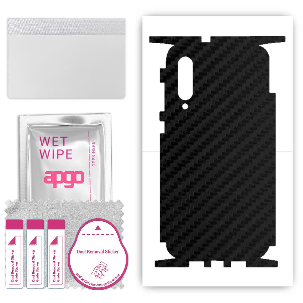 apgo Protective Skin Sticker for the Back+sides Compatible with Xiaomi Mi 9 Pro, Full Wrap Film, Foil, Vinyl - Pattern Carbon Black