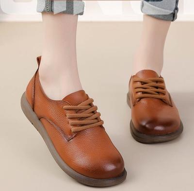 Женская повседневная обувь балетки лоферы женские из коровьей кожи натуральная кожа на шнуровке размер 35-41