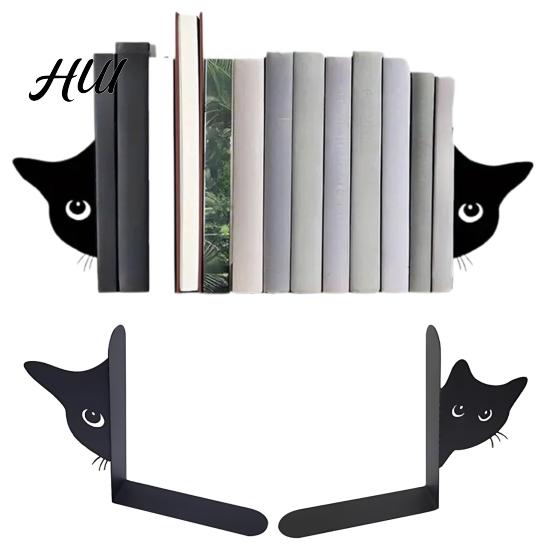 Cat-shaped Booklocks 2Pcs Cat Book Stand Whimsical 3D Design Lover Decor Sturdy Metal Construction Powder-coated Decorative Bookends
