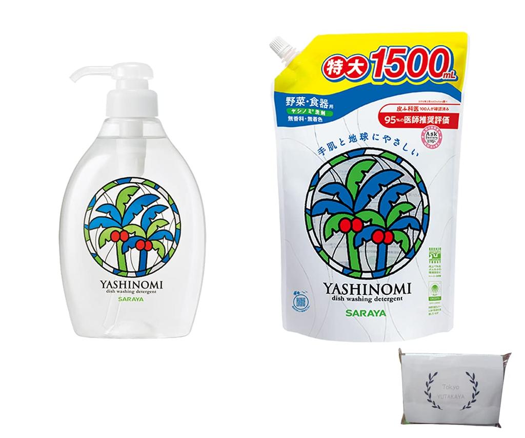 Yashinomi Detergent for Vegetables and 500ml Main 1500ml Refill Original Paper Towel 4 Sheets Tableware, Unit, Set, (8 Sheets, Stacked)