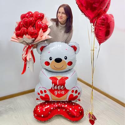Love Bear с воздушным шаром, романтическая вечеринка ко Дню святого Валентина, признание, предложение, годовщина, вечер сюрпризов, реквизит