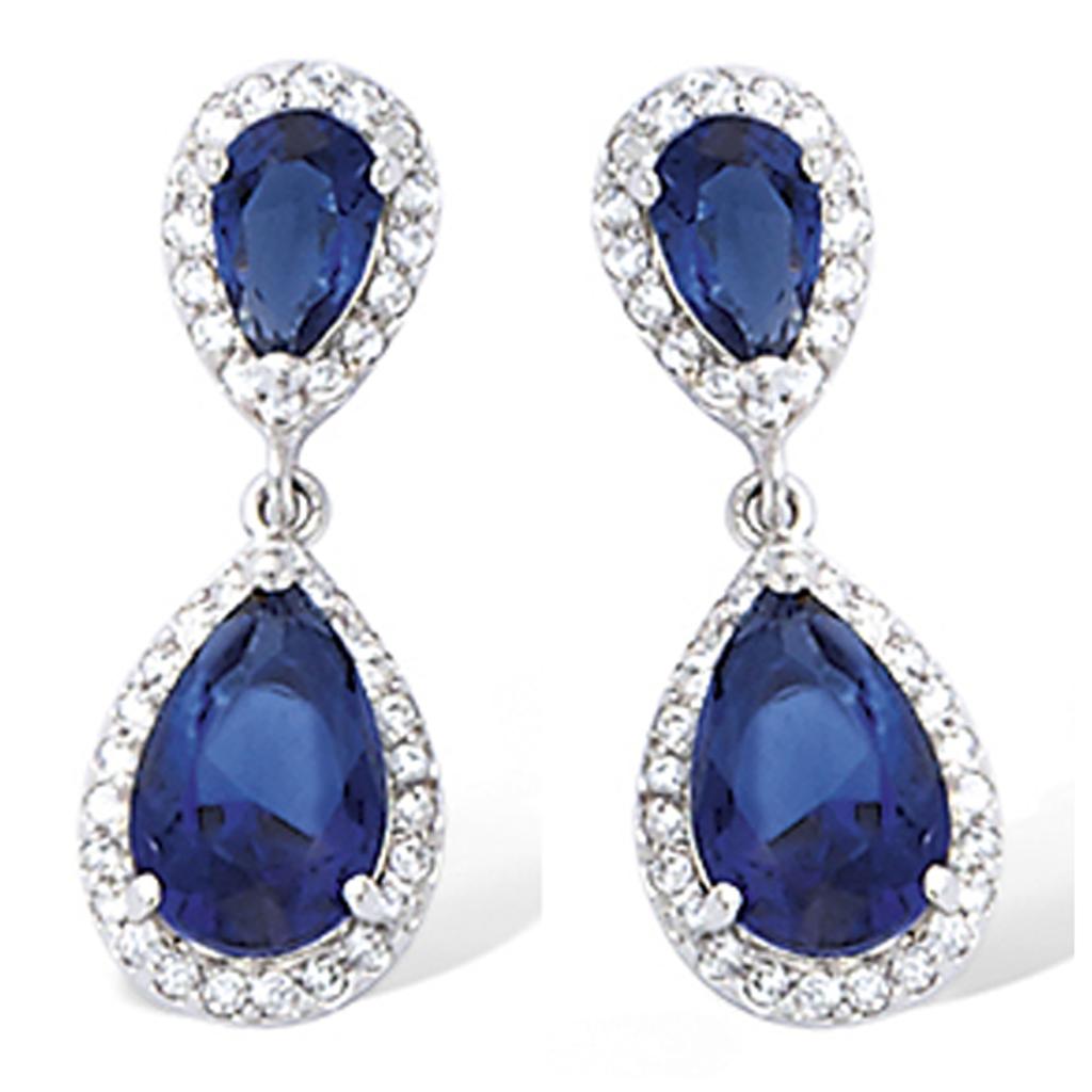 Les Trésors De Lily [R4176] - Silver 'Sissi' Silver Sapphire Blue Earrings (rhodium) - 22x9mm