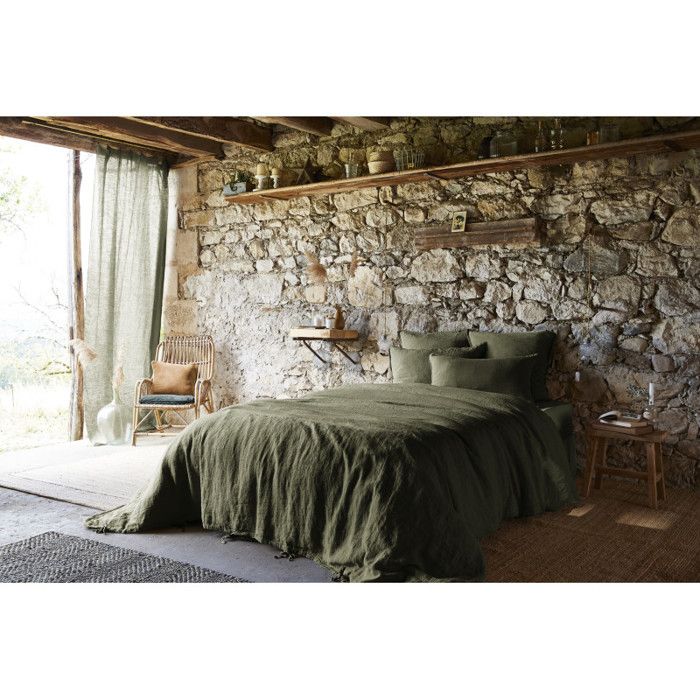 "Soline" Duvet Cover All Sizes Washed Linen - Soline Thyme - Duvet Cover 240 X 220 Cm