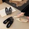 Mori Ship--Temperament Commuter Low-heeled Shoes 2025 Autumn New Round Head Versatile Thick-heeled Single Shoes Women's Square Buckle Work Shoes