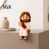 Elegant Home Accents for Desk Cute Praying Jesus Resin Figurine, Blessing Character Desktop Statue, Stylish Tabletop Decorations Religious Collectible
