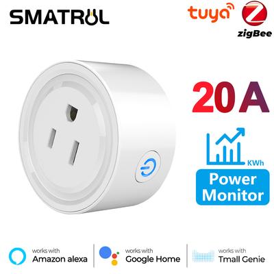 Монитор мощности 20a 16a Tuya Smart Zigbee, розетка для беспроводного управления с таймером энергии, работает с Alexa Google Home
