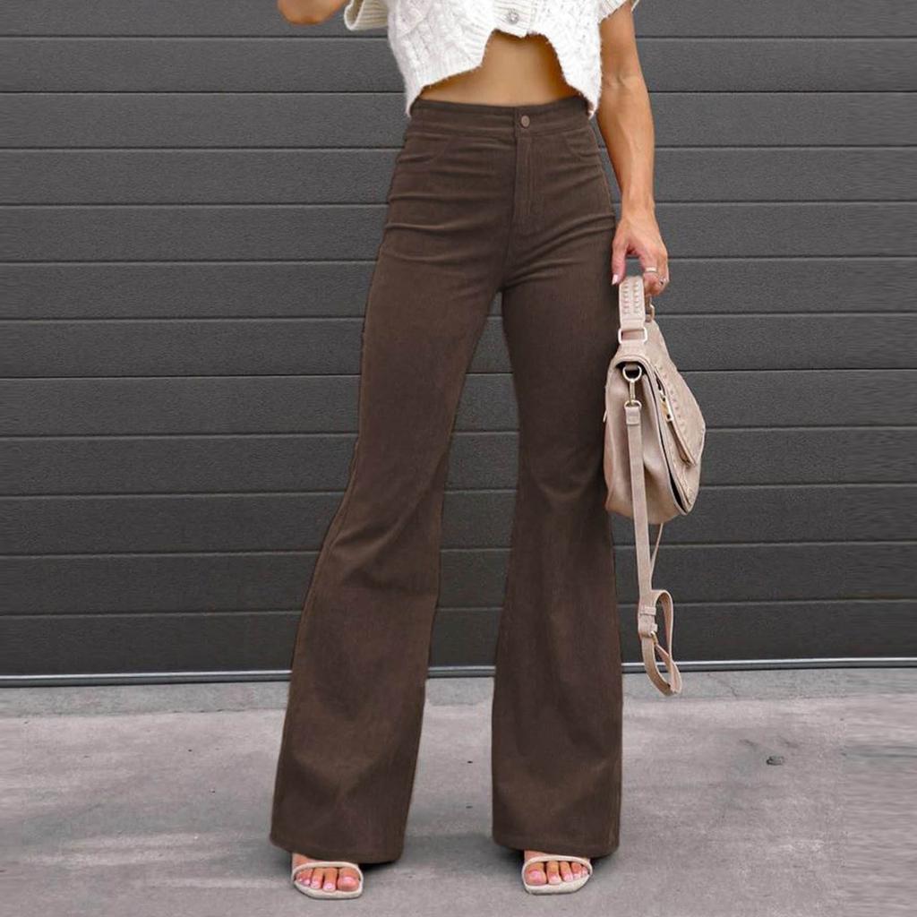 Women's High Waist Casual Pants Solid Color  Loose Straight Leg Trousers Women