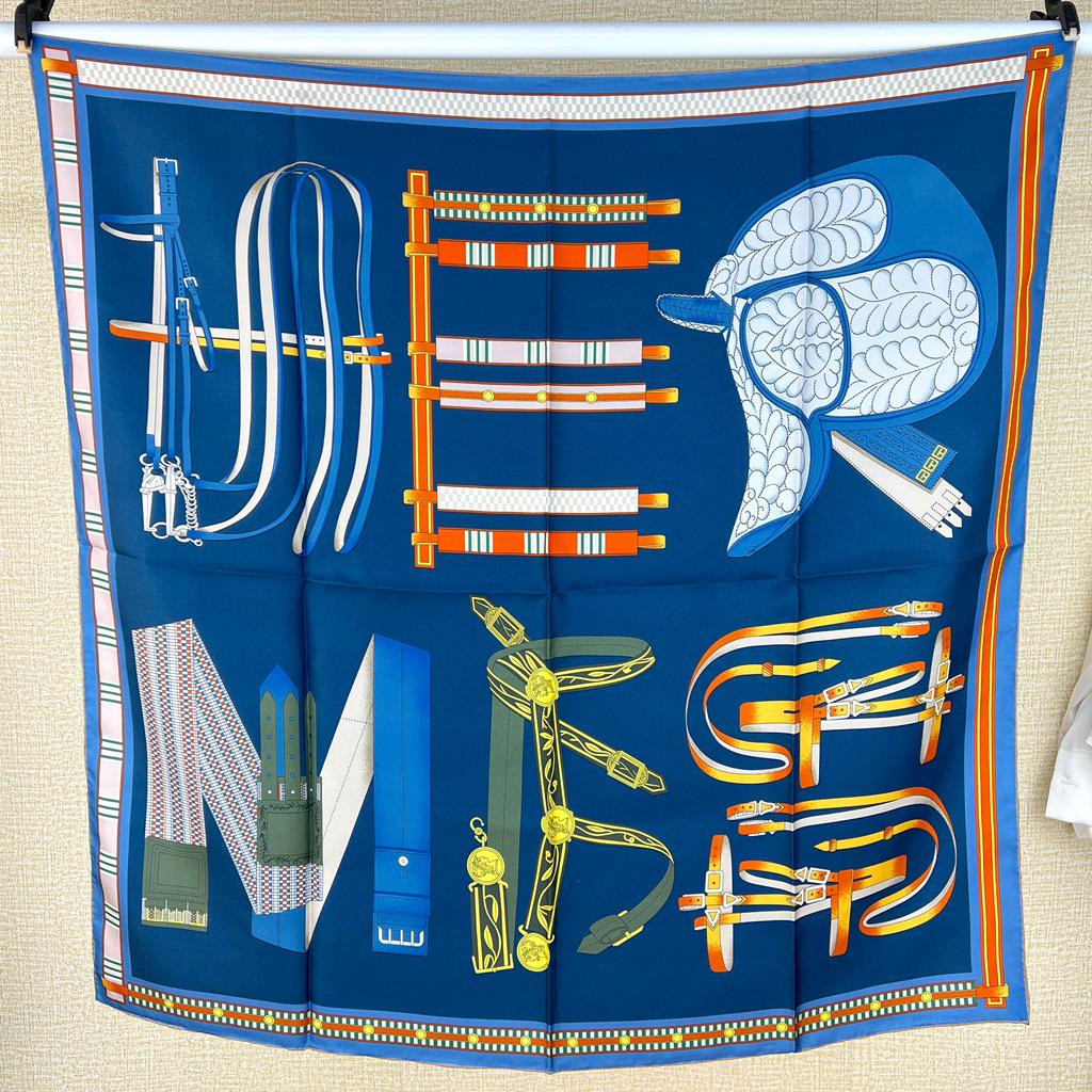 Шелковый твиловый шарф Silk Road в черно-белом французском стиле для весны/лета