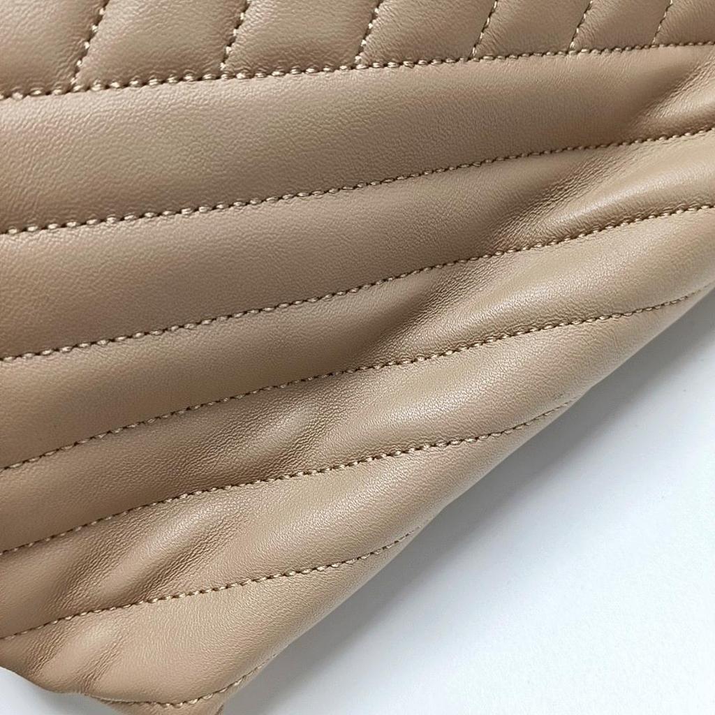 [Pre-Owned] Kira Large Nude Pink Lambskin Quilted Shoulder Bag With Gold Hardware - Very Good #1H3HCEZ