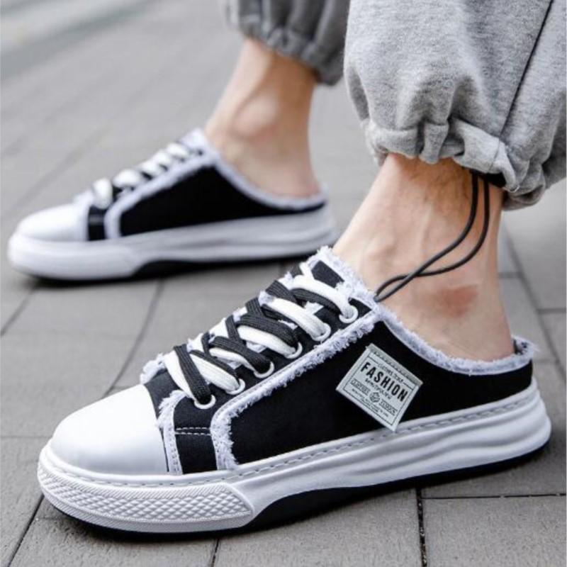 Fashion Summer New Men's Shoes Cool Canvas Slippers Men's Fashion Trend Canvas Thick Soled Breathable Sneakers Slippers Shoes D276