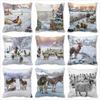 Christmas Pillowcase Printed Sheep Elk Animal Donkey Navidad Cushion Cover Merry Christmas New Year Gift Customizable