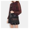 COACH 25 Stripes Logo Hardware Buckle Zipper Closure Pebbled Leather Shoulder Crossbody Bag Medium Women's Black