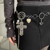 Готический крест Цветок Кисточка Цепочка на талию Винтажная Серебряная металлическая цепочка-ремень Для женщин Y2K Панк Аксессуар для юбки Брюк