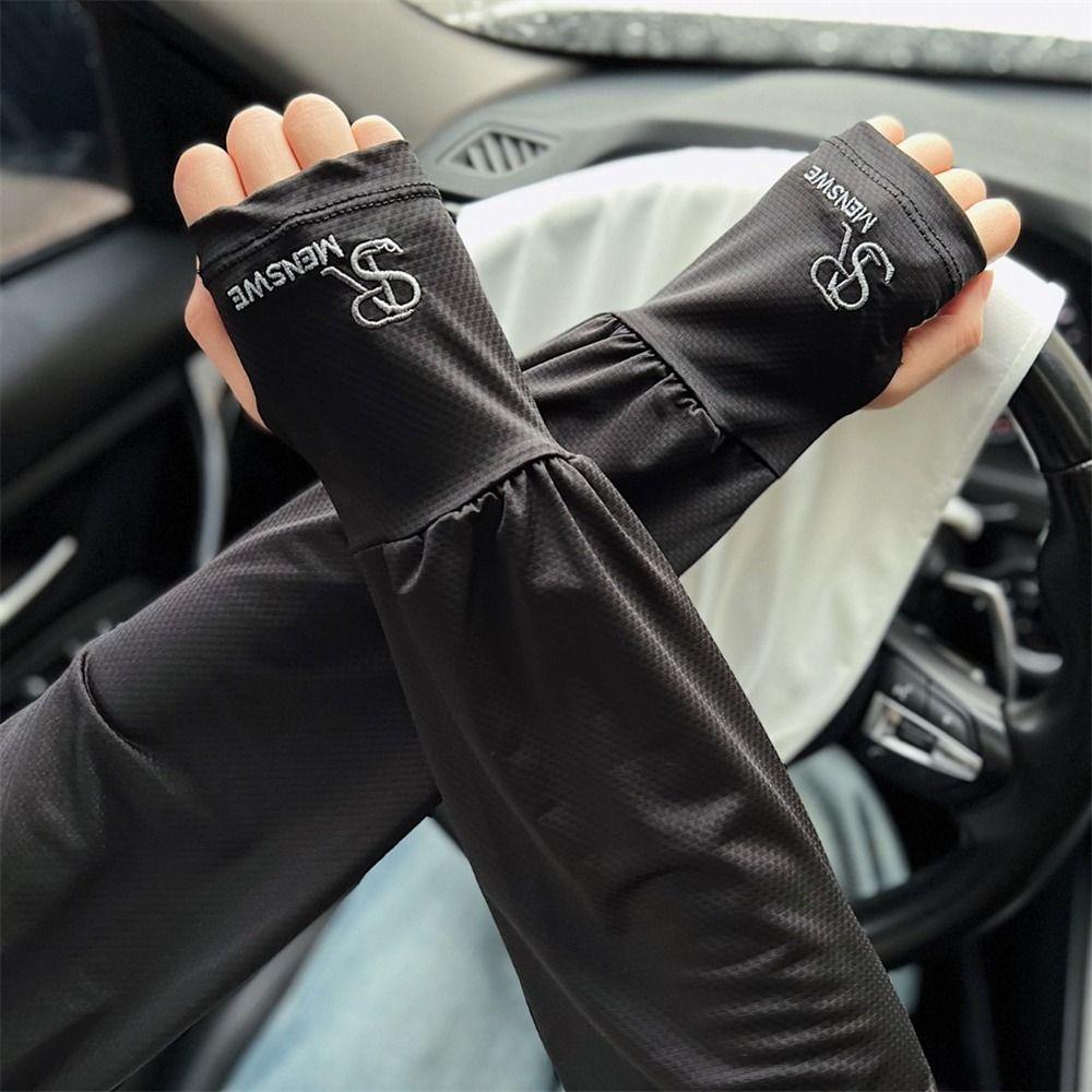 Ice Silk Anti UV Arm Covers Sunscreen Driving Gloves Thin Arm Protector  Female