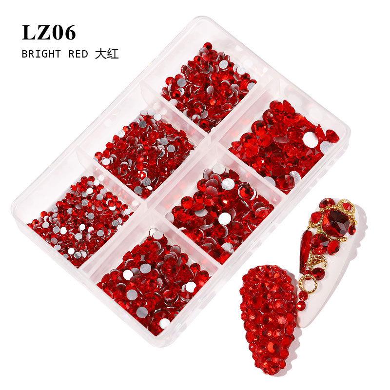 Nail Art Flat Bottom Diamond Mixed Color Champagne 6 Grid Mixed Batch Nail Diy Jewelry Sticker Diamond Nail Art Jewelry