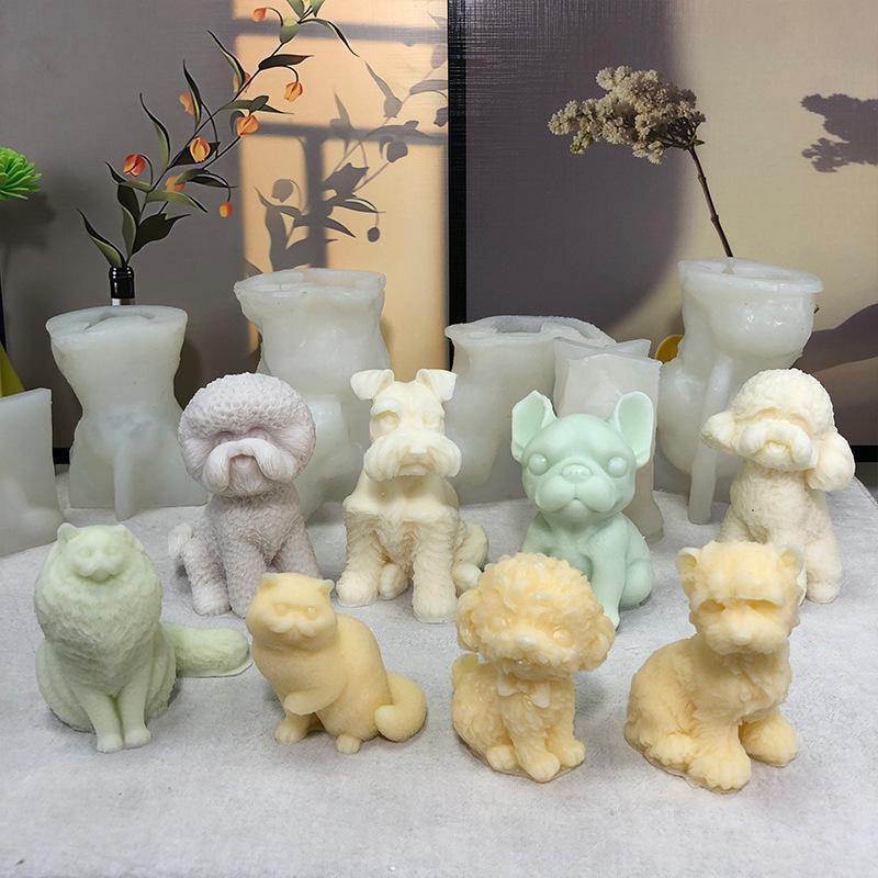 3D Teddy Chai Dog Aromatherapy Candle Fragrance Stone Gel Drop Decoration Silicone Mold Diy Dog Cat Plaster Mold