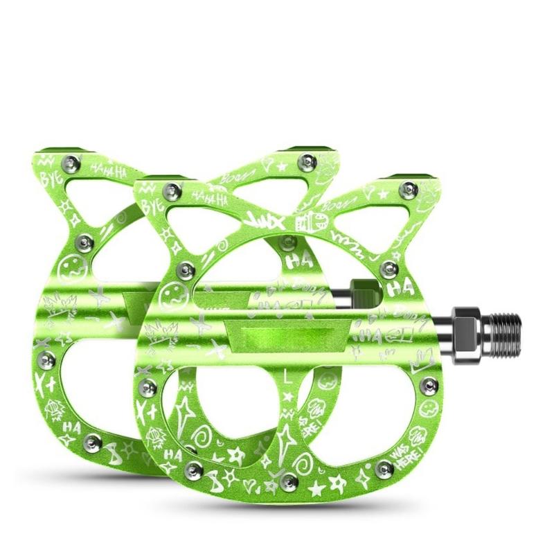 Aluminum Alloy Mountain Bicycles Pedals Cats Shape Cycling Pedals 3 Seal Bearings Nonslip Bike Pedals Easy to Install