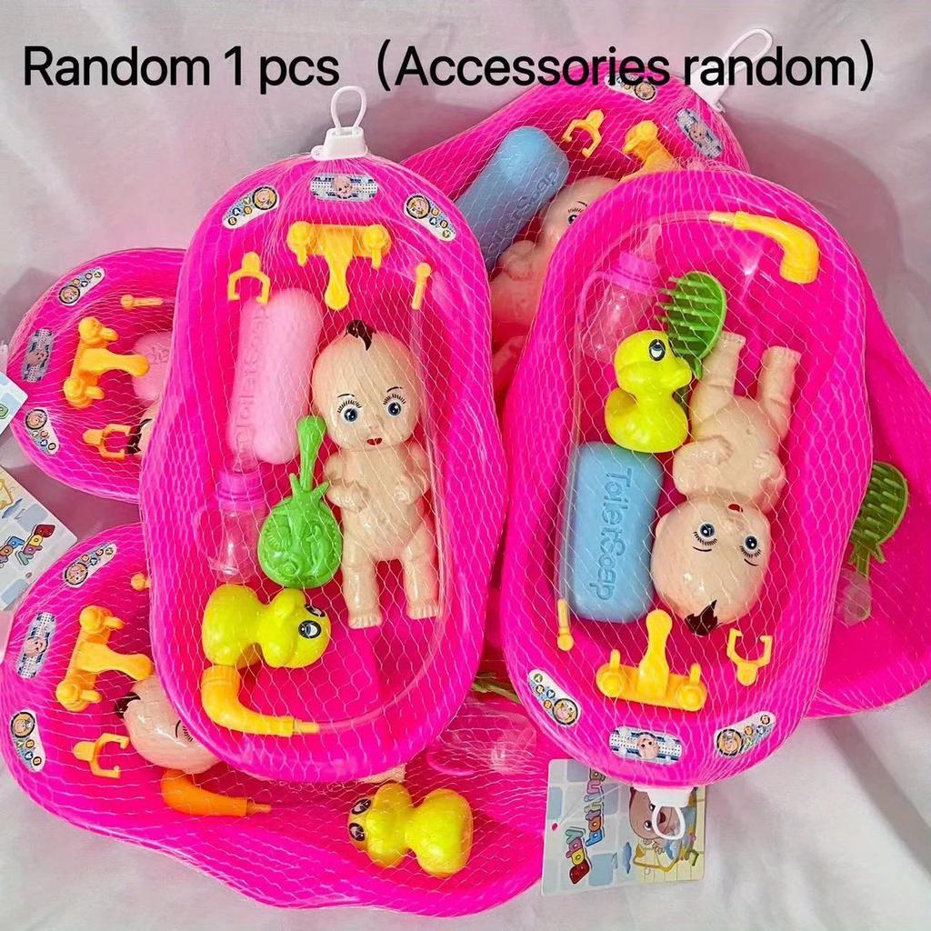 Реалистичная кукла-младенец, игрушки для купания, маленький набор для купания новорожденного с ванной, душевыми принадлежностями, мылом, утенком, бутылочкой для детской ролевой игры