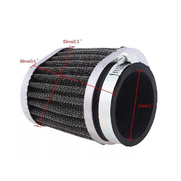 50mm/2" Motorcycle Air Intake Filter Cleaner Adjustable Clamp Washable Silver x3