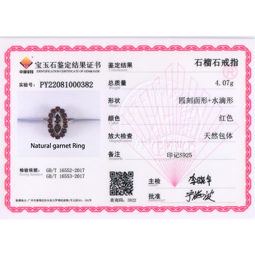 100% Natural Garnet Jewelry Sets Kits 925 Sterling Silver Clasp Earrings Ring Gemstone Jewelry for Women Wedding Birthday Gift