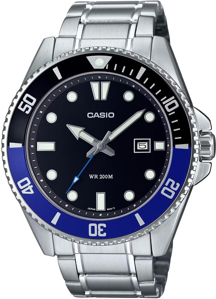 Casio Standard Analog Sports 20 ATM Water Resistant Watch Black X Blue Bezel Metal Band Overseas Model [Casio] MDV-107D-1A2V Men's [Item]