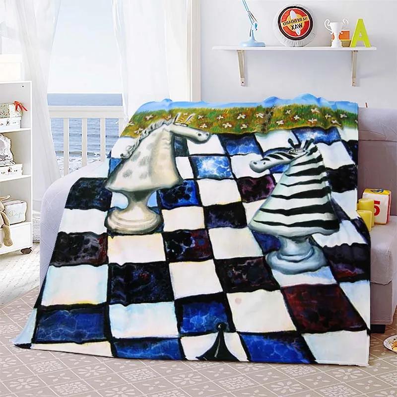 Chess Printed Soft Flannel Throw Blanket International Chess Beds Hiking Picnic Sofa Couch Cover Fashion Bedspread Blanket Gifts