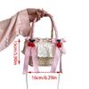 Cute Bowknot Woven Straw Handbag Beach Ruffle Lace Pearl Chain Crossbody Bag