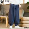 Men's Chinese Style Tai Chi Wide-Leg Pants: Spring/Autumn Martial Arts Cotton-Linen Bloomers