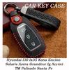 Кожаный чехол-накладка для ключа автомобиля для Hyundai I30 Ix35 Kona Encino Solaris Azera Grandeur Ig Accent TM Palisade Santa Fe