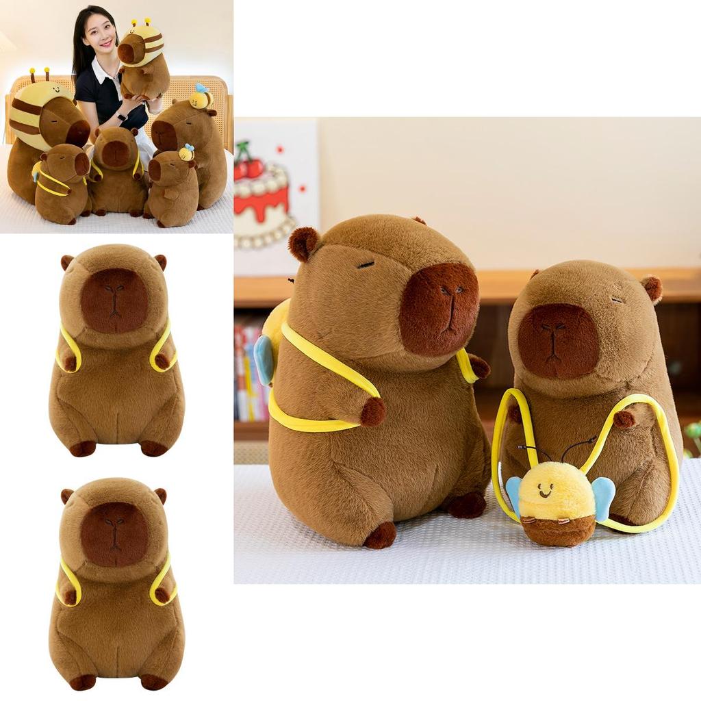 Capybara Animal Plush Toy Cushion With Bee Backpack For Kids Gift